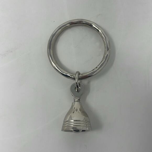 Rare Vintage Crate & Barrel Christmas Silver Bell Napkin Rings - Set of 4 - Picture 4 of 5